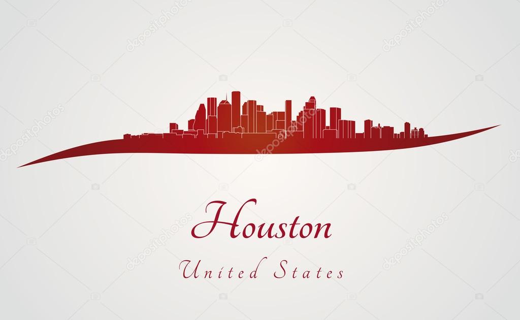 Houston skyline in red