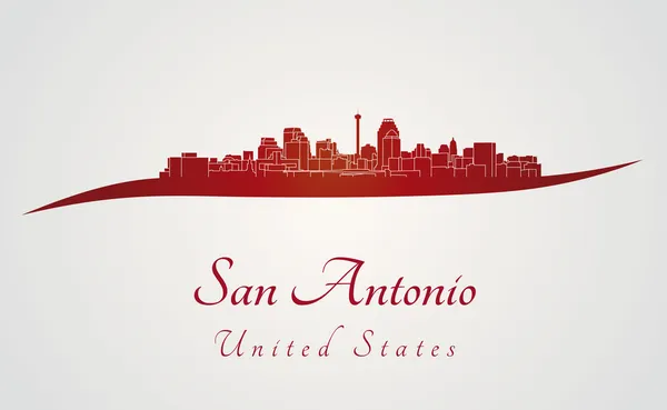 San Antonio skyline in red — Stock Vector