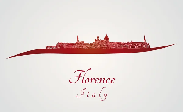 Skyline Florencia en rojo — Vector de stock
