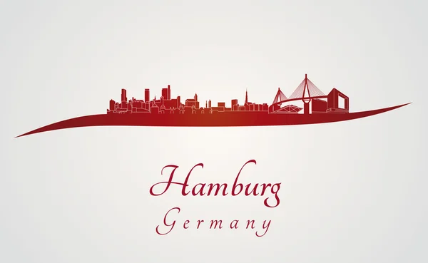 Skyline Hamburgo en rojo — Vector de stock