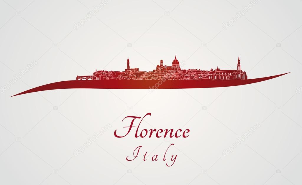 Vector illustration of Florence Skyline Red 39260503