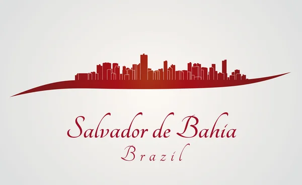 Skyline Salvador de Bahia en rouge — Image vectorielle