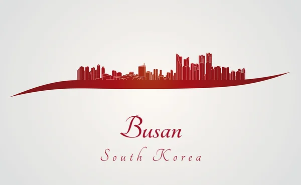 Skyline Busan em vermelho — Vetor de Stock