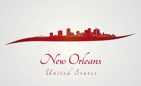 Skyline van New orleans in het rood — Stockvector