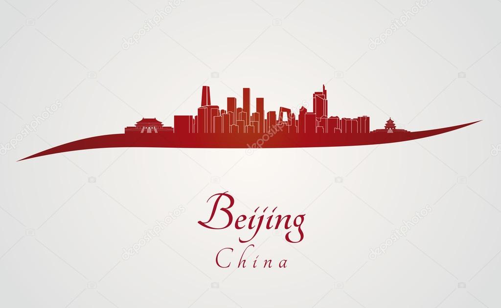 Beijing skyline in red