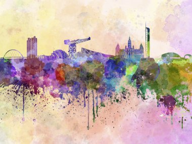 Glasgow skyline suluboya arka planda