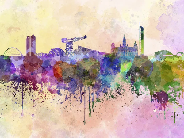 Glasgow skyline in aquarel achtergrond — Stockfoto