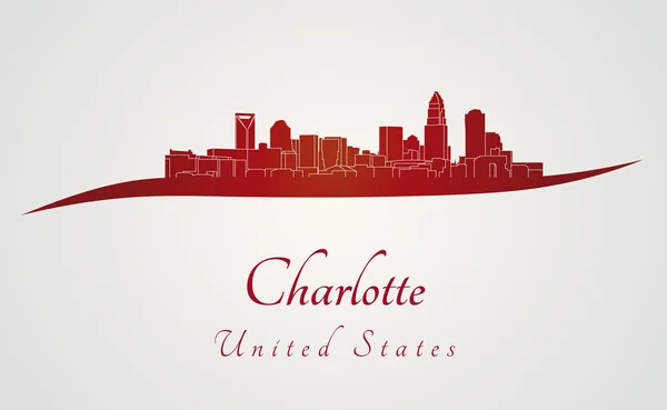 Charlotte skyline kırmızı — Stok Vektör