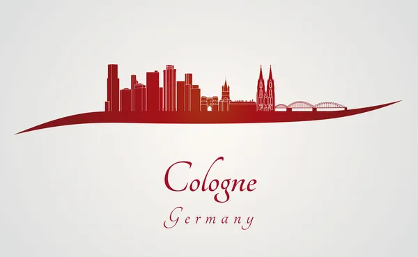 Skyline Cologne en rouge — Image vectorielle