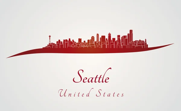 Seattle skyline in red — Stock Vector