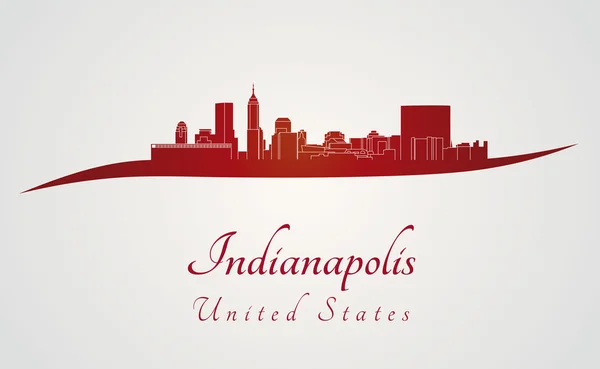 Indianapolis skyline in het rood — Stockvector