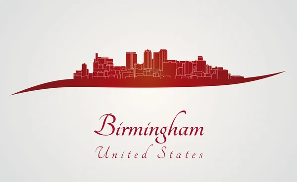 Birmingham AL skyline en rouge — Image vectorielle