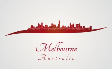 Melbourne silüeti kırmızı