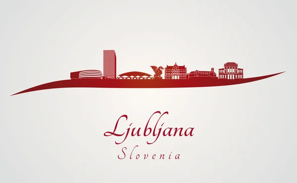 Linha do horizonte de Liubliana em vermelho — Vetor de Stock