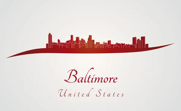 Baltimore skyline in red — Stock Vector