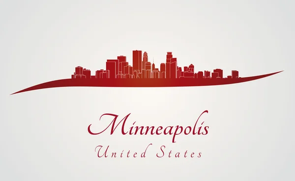 Skyline de Minneapolis en rojo — Vector de stock