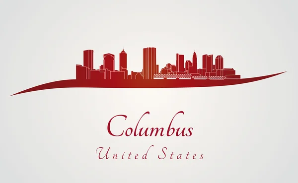 Kolumbus Skyline in Rot — Stockvektor