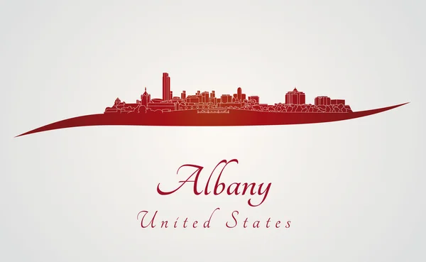Linha do horizonte de Albany em vermelho — Vetor de Stock