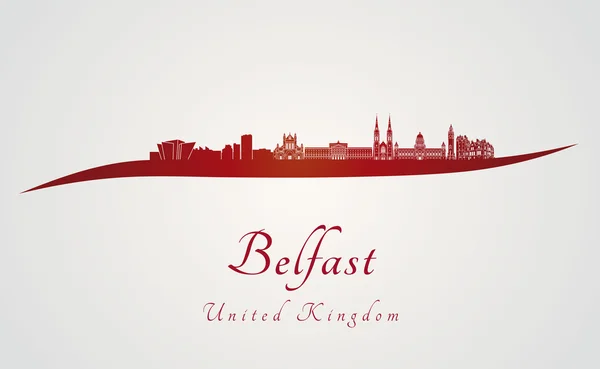 Horizonte de Belfast em vermelho — Vetor de Stock