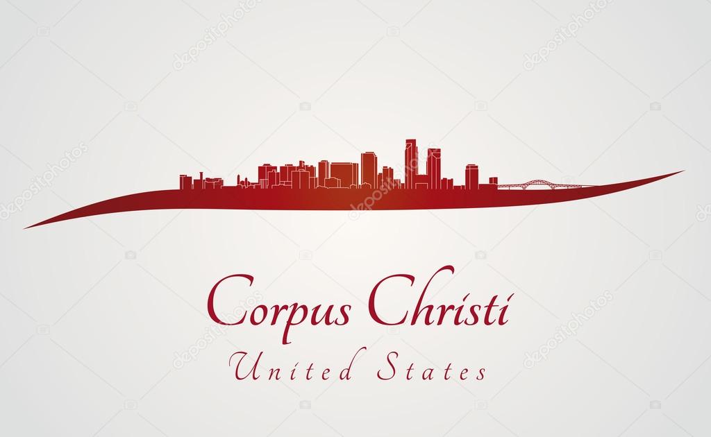 Corpus Christi skyline in red