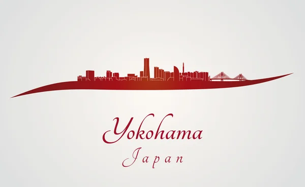 Skyline de Yokohama en rojo — Vector de stock