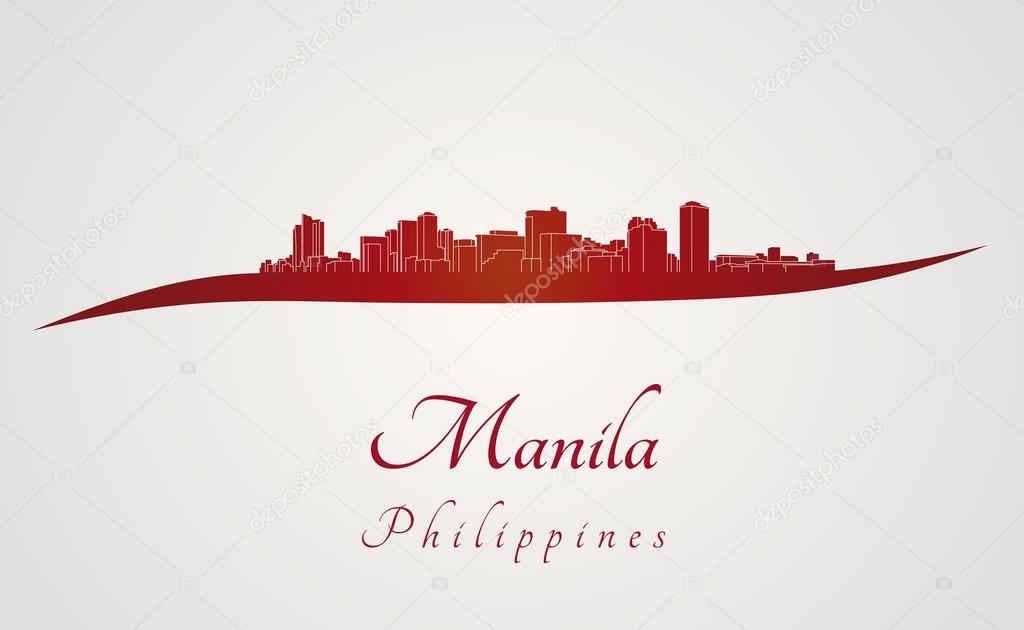 Manila skyline in red