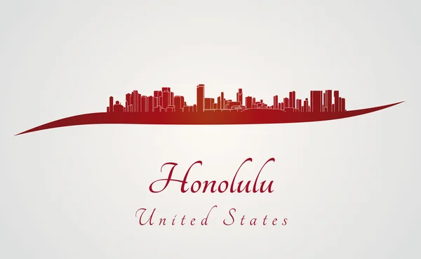 Honolulu panoramę na czerwono — Wektor stockowy