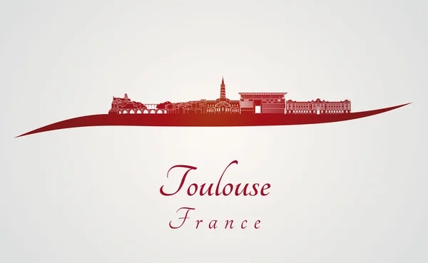 Skyline Toulouse en rouge — Image vectorielle