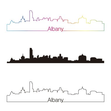 Albany skyline doğrusal stiliyle gökkuşağı