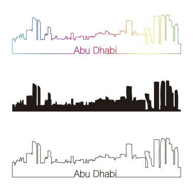 Abu Dabi skyline doğrusal stiliyle gökkuşağı