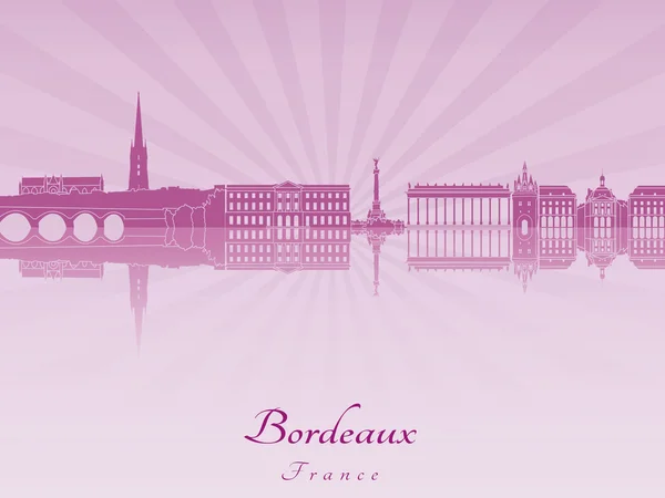 Skyline de Bordeaux no orchid radiante roxo —  Vetores de Stock