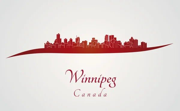 Winnipeg skyline i rött — Stock vektor