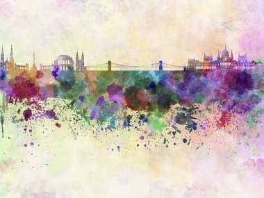 Budapeşte skyline suluboya arka planda