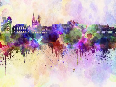Prag skyline suluboya arka planda