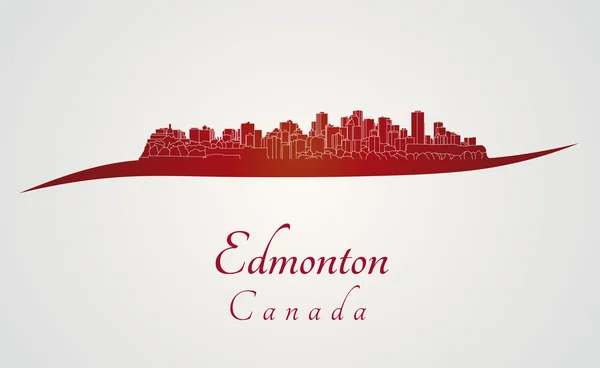 Edmonton skyline in red — Stock Vector