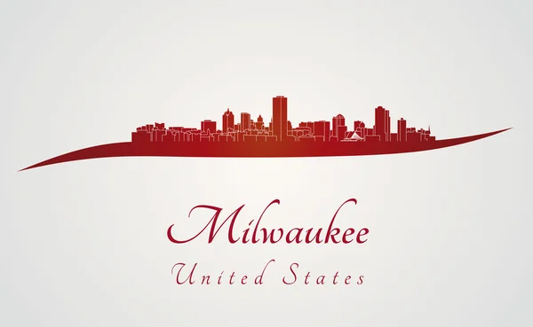 Skyline Milwaukee in rosso — Vettoriale Stock