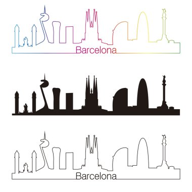 rainbow ile Barselona manzarası doğrusal tarzı