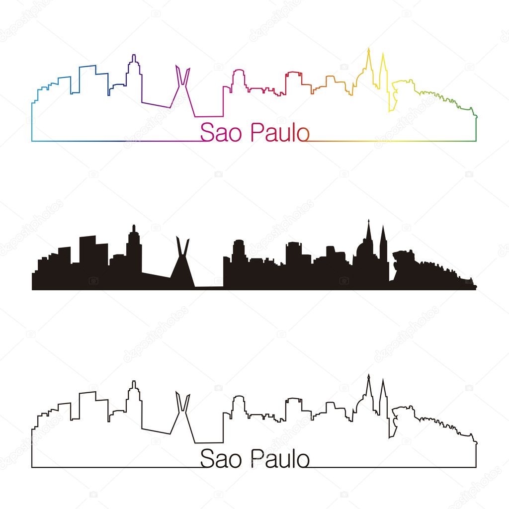 Sao Paulo skyline linear style with rainbow