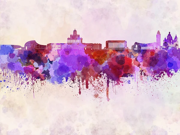 Helsinki skyline suluboya arka planda