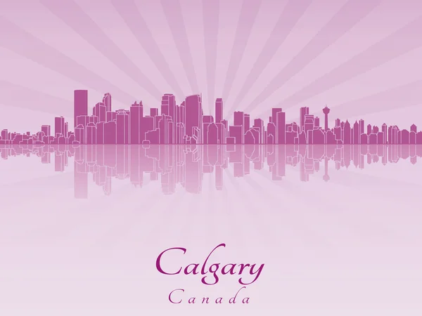 Calgary skyline in paarse stralende orchid — Stockvector