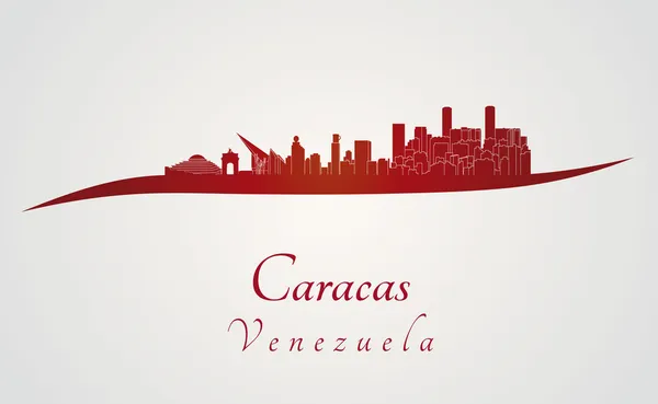 Caracas skyline em vermelho — Vetor de Stock