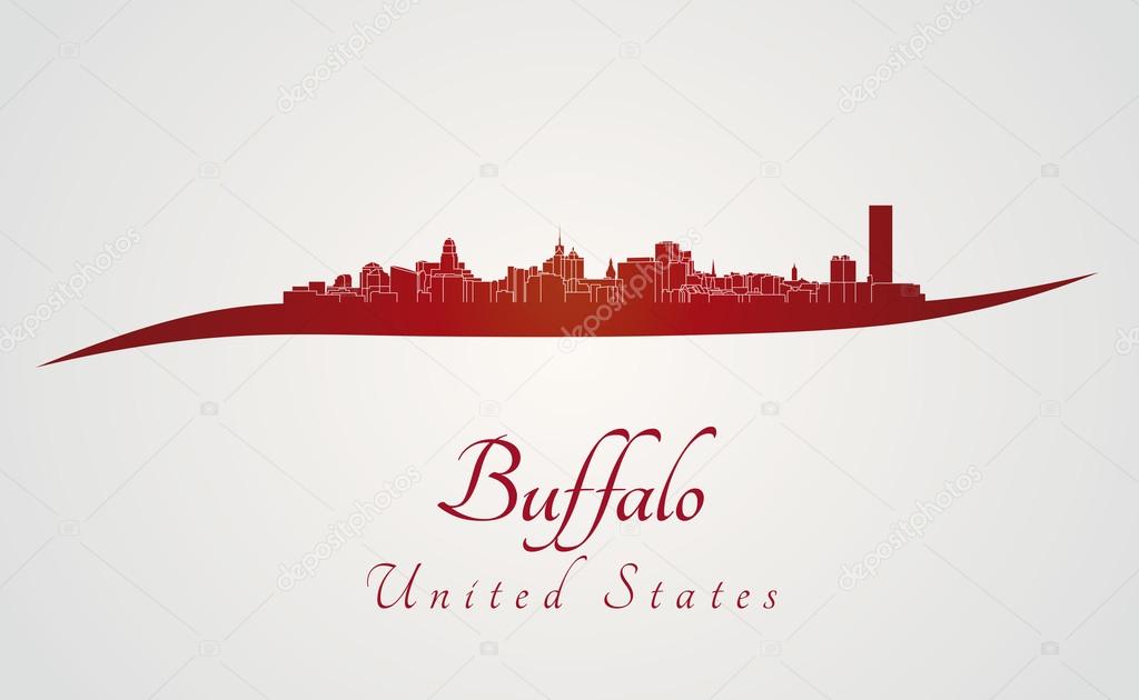 Buffalo skyline in red