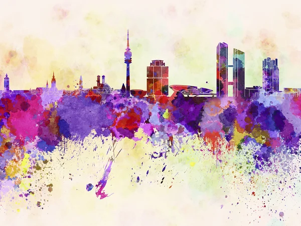 Munich skyline in watercolor background — Stock Photo, Image