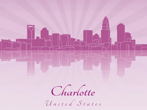 Charlotte skyline em roxo orquídea radiante — Vetor de Stock