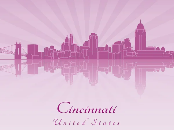 Skyline de Cincinnati en orquídea radiante púrpura — Archivo Imágenes Vectoriales