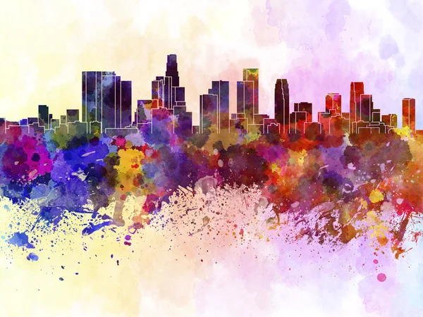 Los Angeles skyline in watercolor background — Stock Photo, Image