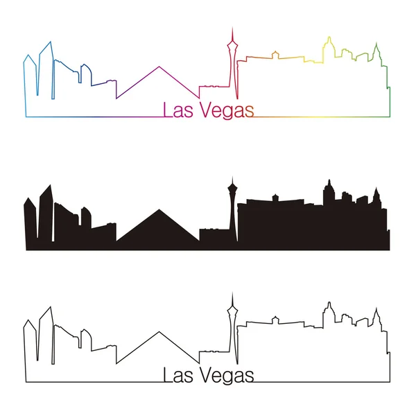 Rainbow ile Las vegas siluetinin doğrusal tarzı — Stok Vektör