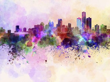 Detroit skyline suluboya arka planda
