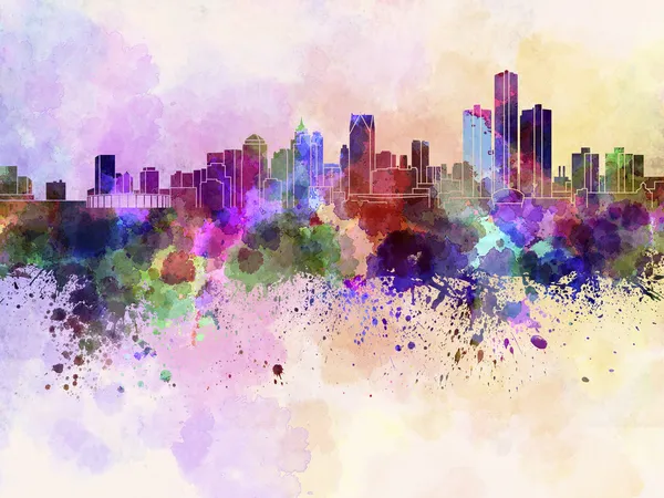 Detroit skyline in watercolor background — Stock Photo, Image