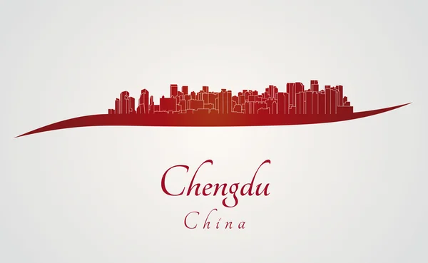 Skyline Chengdu in rosso — Vettoriale Stock